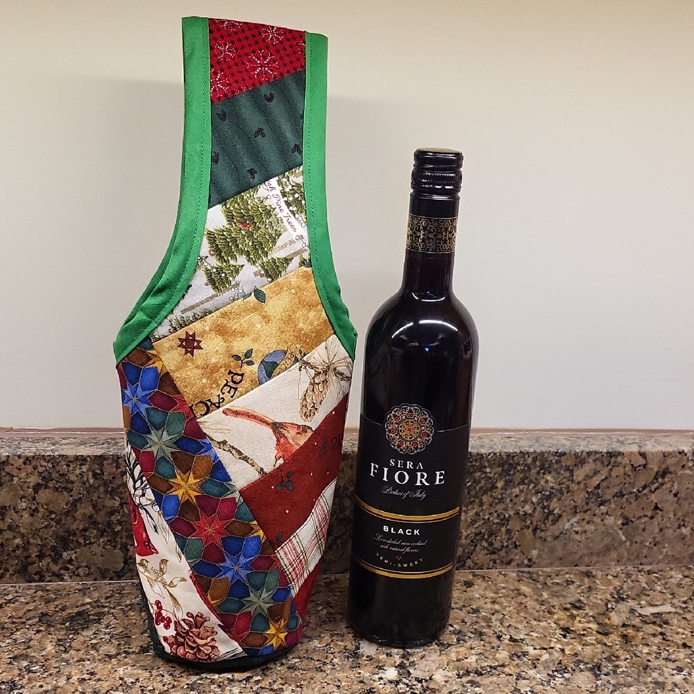 Quilted Patchwork Wine Bottle Holder